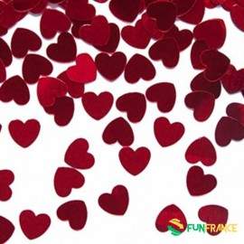Paillette décoration de table coeur rouge