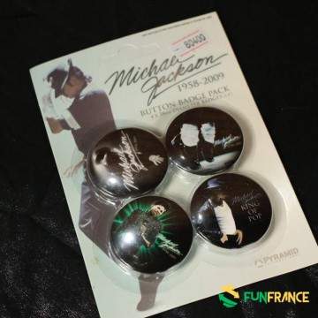 FUNFRANCE - Articles de fête et produits Hi-Tech : Pack pins Michael Jackson 1958-2009 (Lot de 4) 3,8cm - 0€ - Pack pins Michael