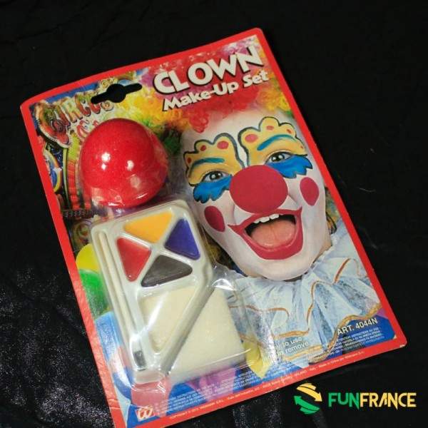 FUNFRANCE - Articles de fête et produits Hi-Tech : Kit clown Nez + maquillage + éponge - 4.875€ - Kit clown Nez + maquillage + é