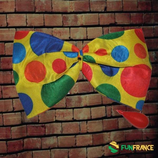 FUNFRANCE - Articles de fête et produits Hi-Tech : Noeud papillon clown 32cm avec poire jet d'eau - 2.666667€ - Noeud papillon c