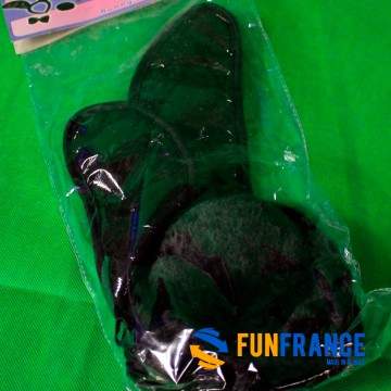 FUNFRANCE - Articles de fête et produits Hi-Tech : Kit lapin 3 pièces noir - 4.041667€ - Kit composé du serre tête oreilles, du 