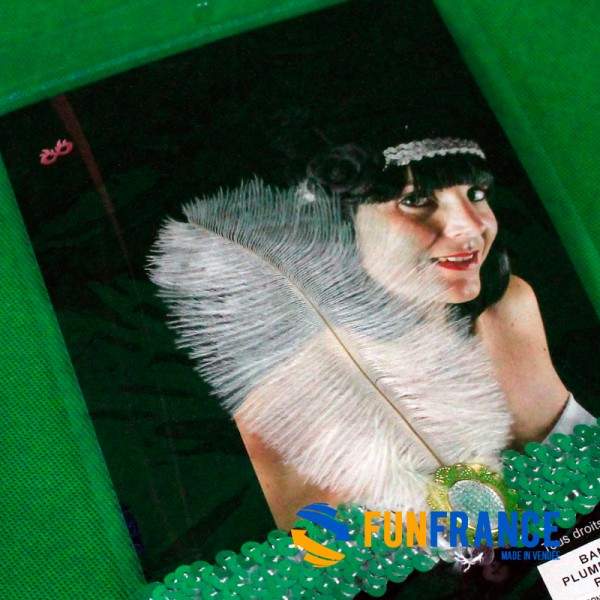 FUNFRANCE - Articles de fête et produits Hi-Tech : Bandeau plume blanche - 3.25€ - Bandeau avec plume blanche style rétro.