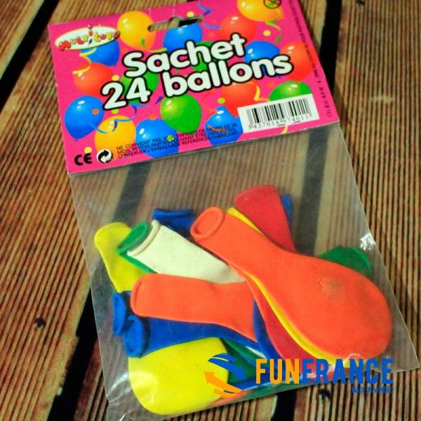 FUNFRANCE - Articles de fête et produits Hi-Tech : Sachet 24 ballons gonflables 25cm - 2.466667€ - Lot de 24 ballons couleur de 
