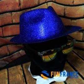 Chapeau disco pailleté Bleu