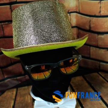 FUNFRANCE - Articles de fête et produits Hi-Tech : Chapeau haut de forme paillette Doré - 2.708333€ - Chapeau haut de forme à pa