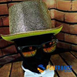 Chapeau haut de forme paillette Doré