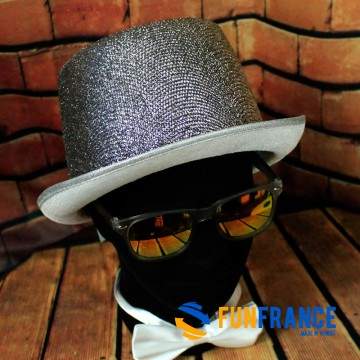 FUNFRANCE - Articles de fête et produits Hi-Tech : Chapeau haut de forme paillette Argenté - 2.708333€ - Chapeau haut de forme à