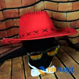 Chapeau Cowboy Rouge imitation cuir