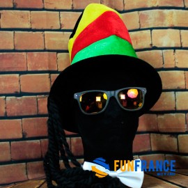 Chapeau humoristique rasta avec tresse