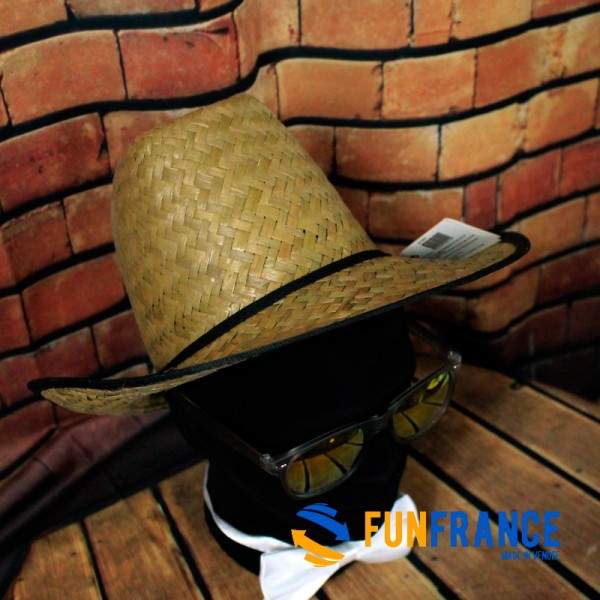 FUNFRANCE - Articles de fête et produits Hi-Tech : Chapeau cowboy en paille NATURE - 1.625€ - Chapeau cowboy en paille NATURE. M