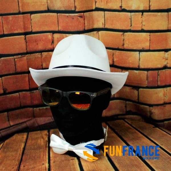 FUNFRANCE - Articles de fête et produits Hi-Tech : Chapeau Borsalino LUXE BLANC - 3.166667€ - Chapeau type Borsalino en tissus r