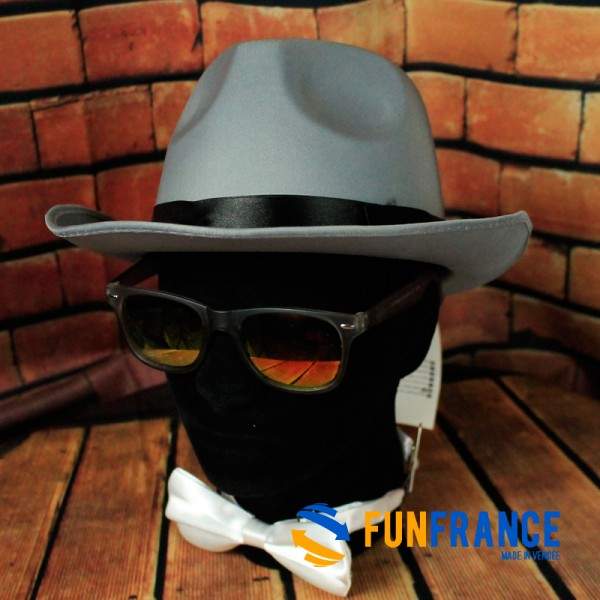 FUNFRANCE - Articles de fête et produits Hi-Tech : Chapeau Borsalino LUXE Gris - 3.166667€ - Chapeau type Borsalino en tissus ri