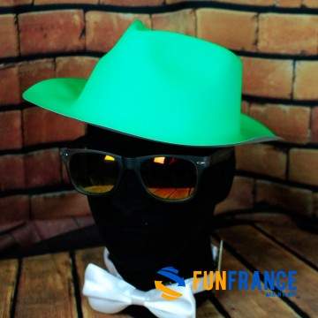 FUNFRANCE - Articles de fête et produits Hi-Tech : Chapeau Al Capone en plastique Vert Fluo - 1.541667€ - Chapeau Al Capone, mat