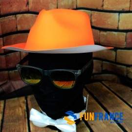 Chapeau Al Capone en plastique Orange Fluo