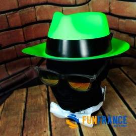 Chapeau Al Capone en PVC fluo vert