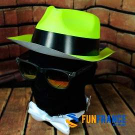 Chapeau Al Capone en PVC fluo jaune