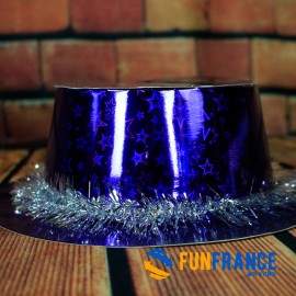 Chapeau fête bleu avec guirlande