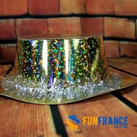 Chapeau fête doré avec guirlande