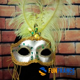 Masque loup carnaval luxe à plumes
