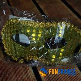 Masque loup paillettes et strass Doré