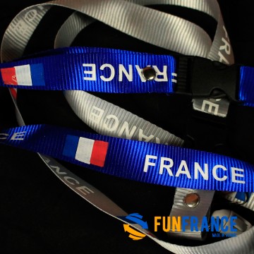 FUNFRANCE - Articles de fête et produits Hi-Tech : Tour de cou France (3 couleurs au choix) - 3.208333€ - Tour du coup avec insc