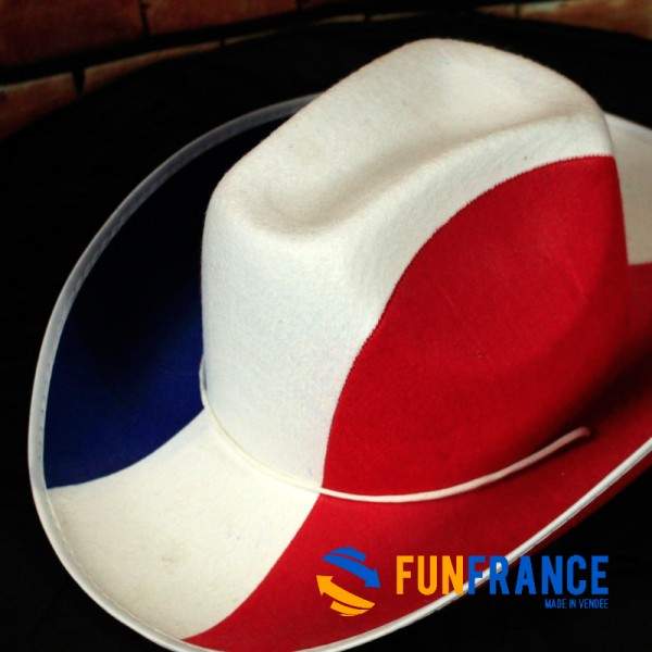 FUNFRANCE - Articles de fête et produits Hi-Tech : Chapeau Cowboy France (Bleu, Blanc, Rouge) - 3.833333€ - Chapeau de cowboy au