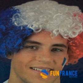 Perruque afro France (Bleu, Blanc, Rouge)