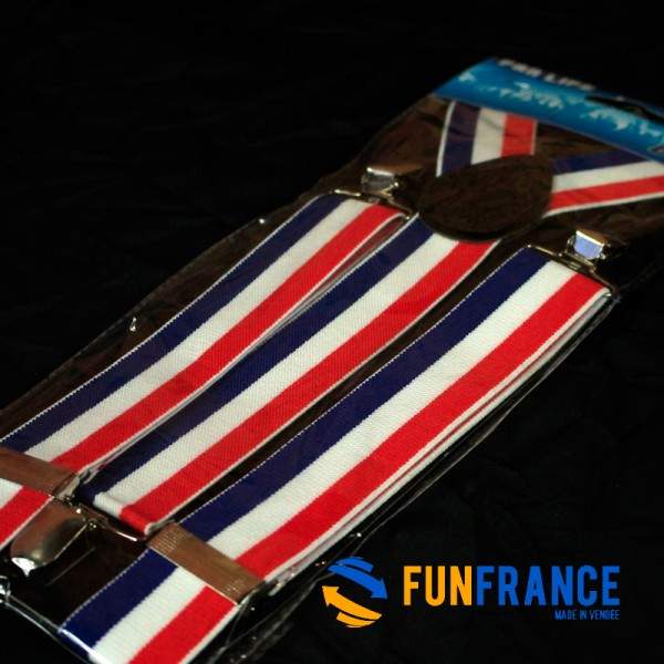 FUNFRANCE - Articles de fête et produits Hi-Tech : Bretelles équipe de France (Bleu Blanc Rouge) - 3.3€ - Paire de bretelles éla