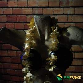 Collier fleurs Hawaï doré 6cm