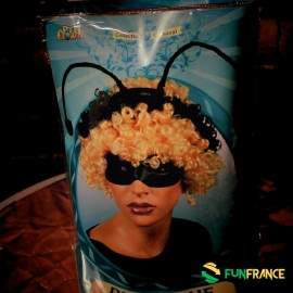 Perruque blonde d'abeille avec antennes