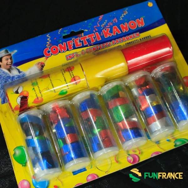 FUNFRANCE - Articles de fête et produits Hi-Tech : Canon à confettis avec 6 recharges - 2.066666€ - Canon à confettis avec 6 rec